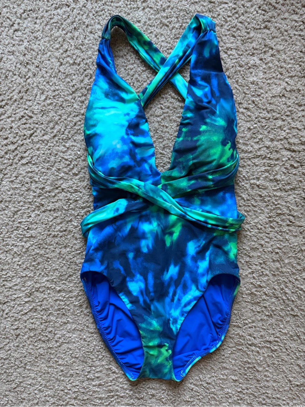 Mimi Flamingo Saltwater Wren Tie Dye One Piece Swimsuit 8 Cross Back Halter - Picture 6 of 10